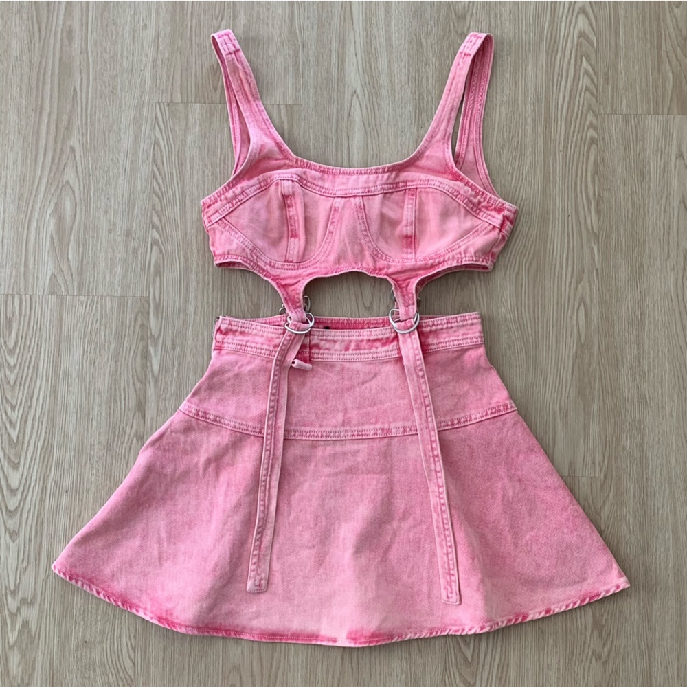 Denim cut out open midi mini dress nwot rave festival - Picture 5 of 5